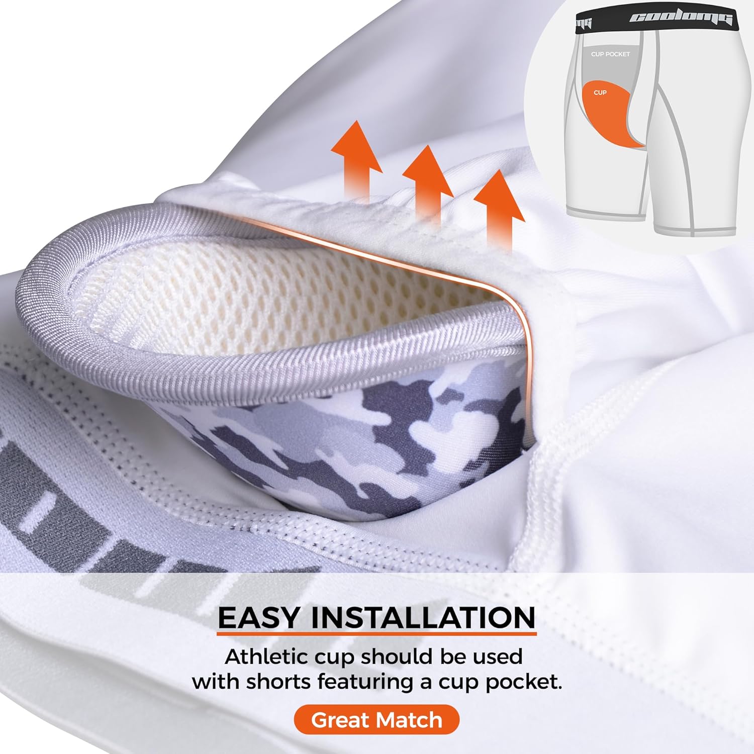 COOLOMG Men Adult Baseball Sliding Shorts with Foam Athletic Cup Padded Compression Short for Softball Football Hockey - Image 3