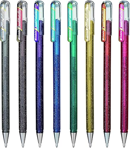 Miniatura 2 de Pentel Híbrido - Bolígrafos metálicos duales, bolígrafos de gel líquido, K110, colores surtidos, juego de 8