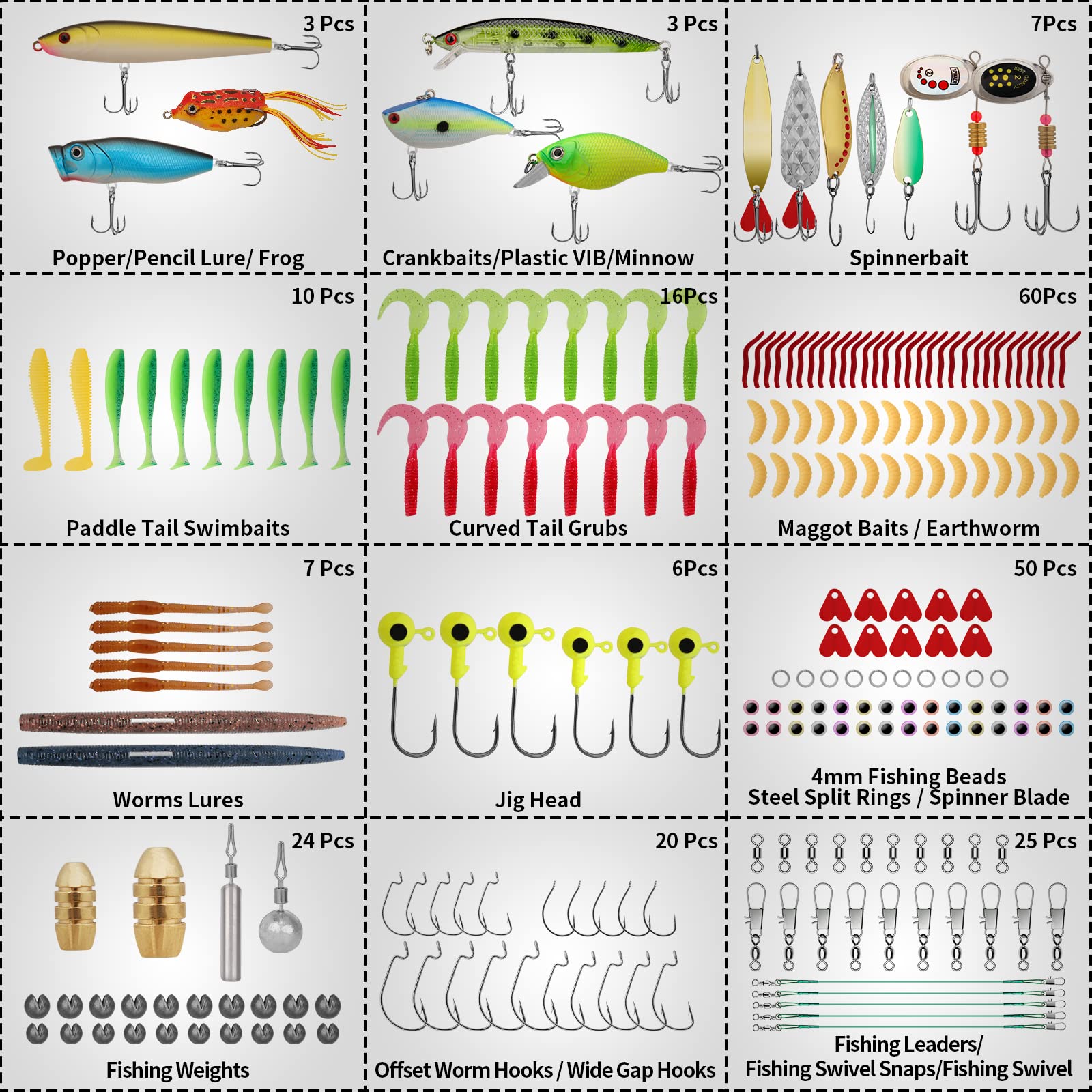 TRUSCEND Aparejos de cebo de pesca ampliamente utilizados que valen la pena siempre un centavo, señuelos de pesca seleccionados y kit de aparejos para principiantes de pesca de agua dulce,