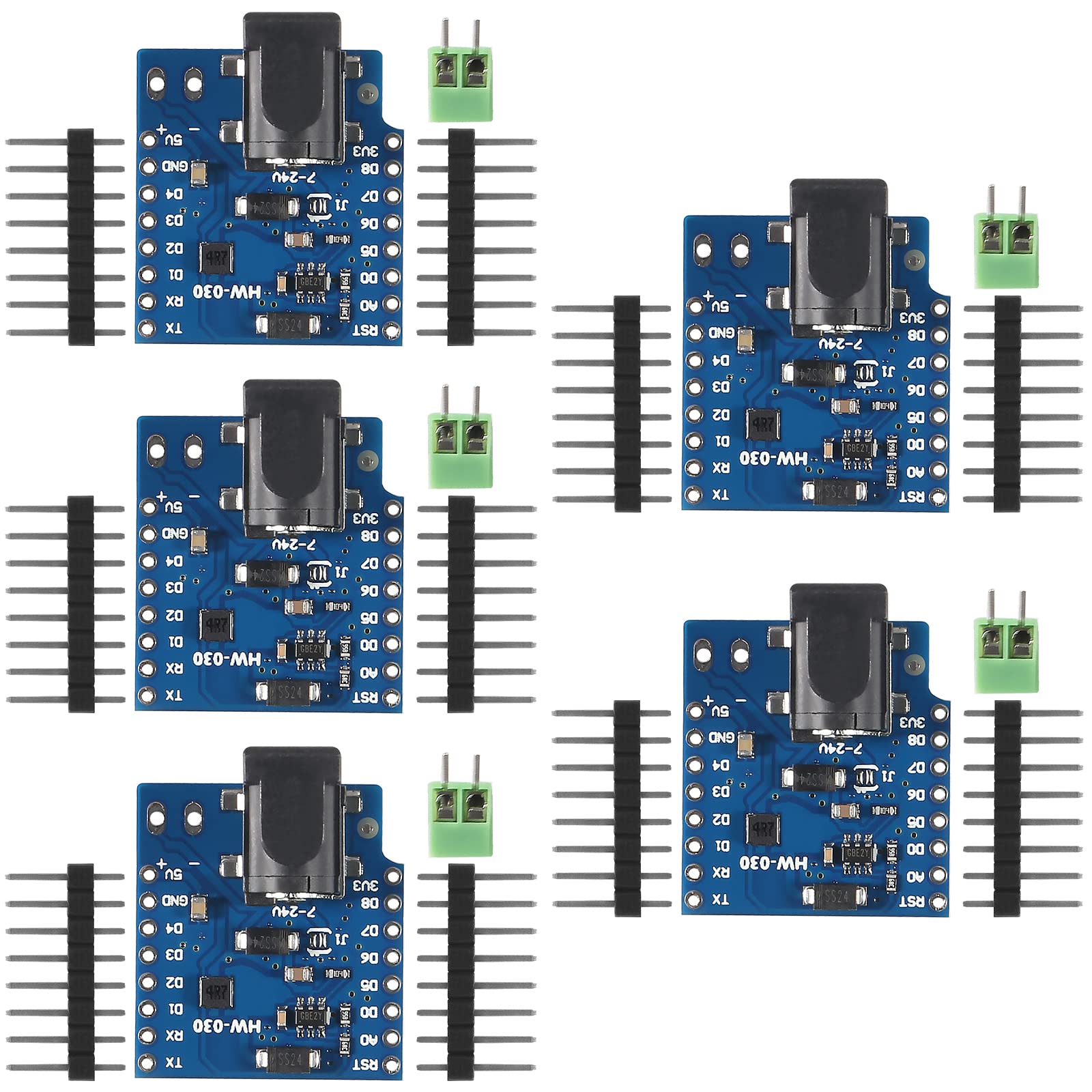 DWEII5pcs DC Power Shield V1.1.0 for wemos D1 Mini Development Board DC Power Supply Screen Module