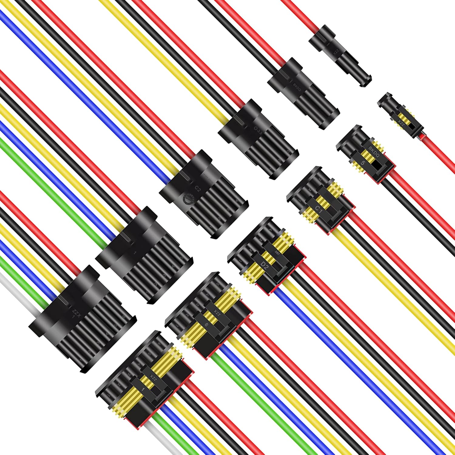 ANTOM 356PCS Automotive Connector Kit - 26 Sets of 1/2/3/4 Pin Waterproof Wire Connectors with Crimping Tool - Ideal for Motorcycle, Car,Wiring Connectors