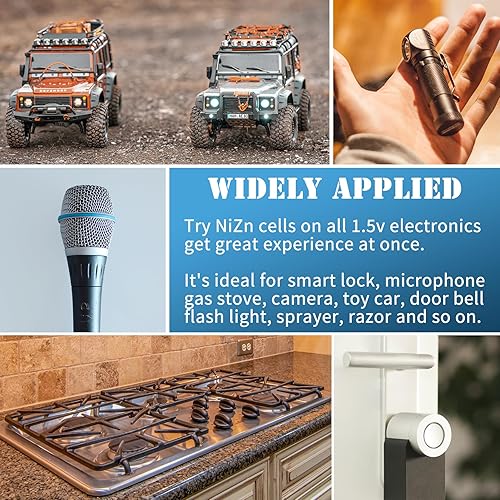 Miniatura 7 de CLDP Paquete de 2 baterías AA recargables con cargador de 2 bahías, 1.6 V 2500 mWh, batería Ni-Zn doble A, carga rápida, baterías recargables de