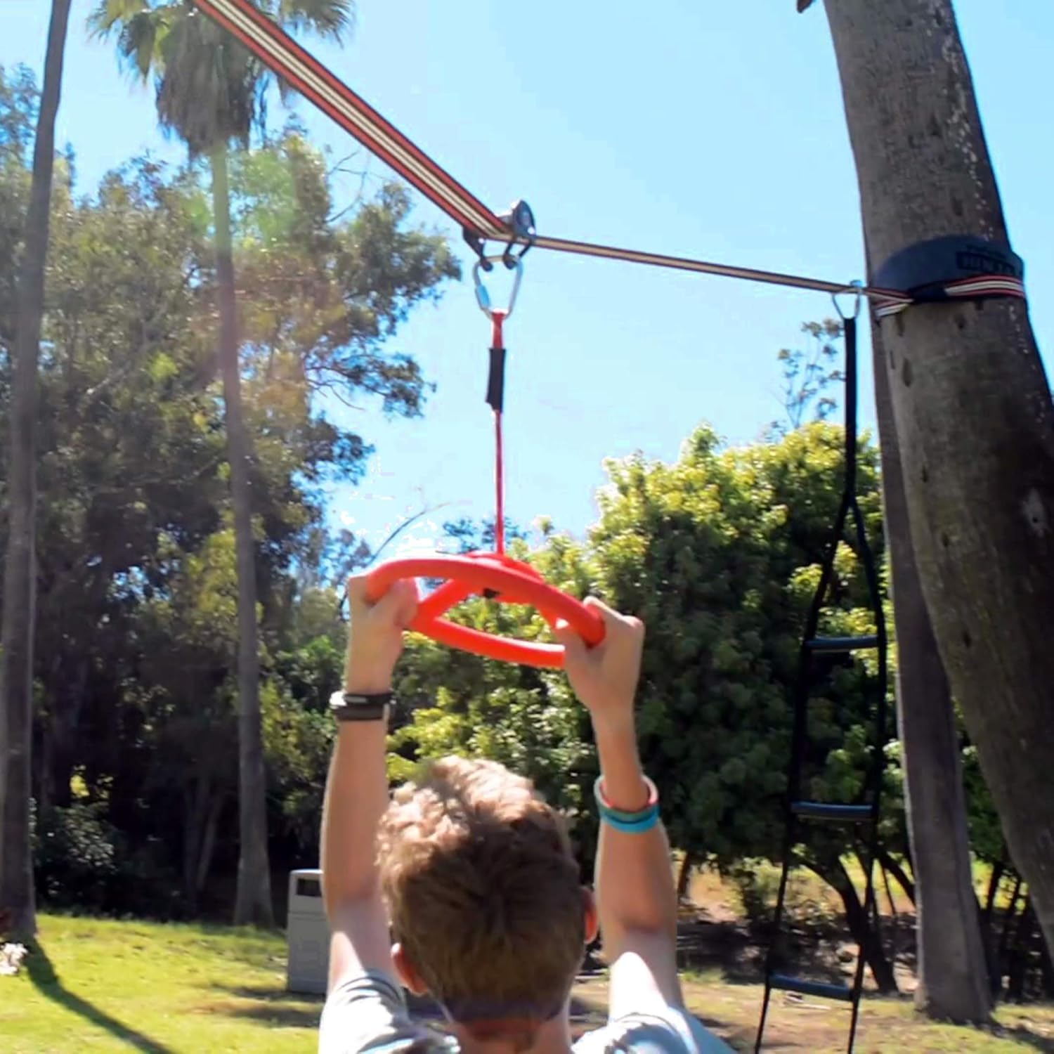 Fofana Ninja Warrior Obstacle Course for Kids with Slider Pulley (65' with Wheel) : Toys & Games