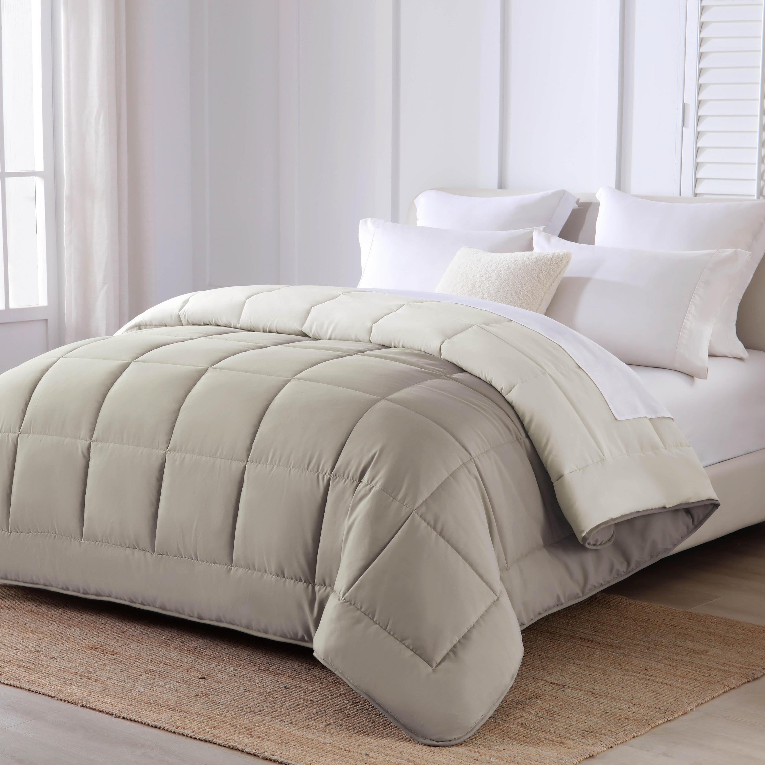 HOMEYA - Edredón de Fibra 300gr/m2 - Edredón Cama 105, Edredón Bicolor Reversible 165x220cm, Relleno Nordico 100% Poliester, Taupe