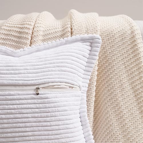 Miniatura 7 de Topfinel Juego de 2 fundas de cojín de pana súper suave con entretejido de 18 x 18 pulgadas, fundas decorativas de pana texturizada para sofá cama