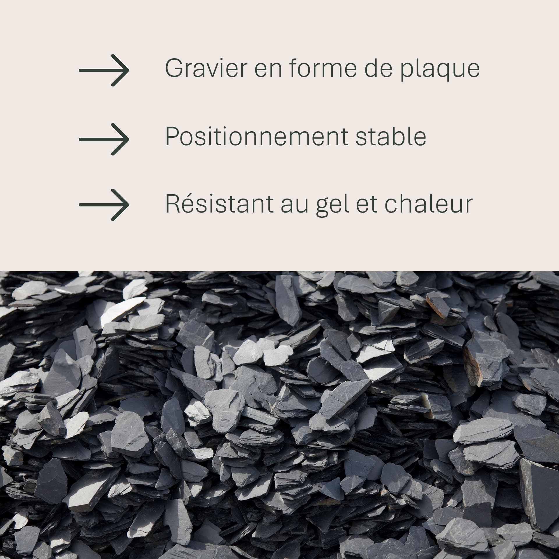 Schicker Mineral Gravier décoratif Noir 40-70 mm 25 kg, Gravier d'ardoise provenant d'Allemagne, Ardoise concassée, Pierre Naturelle aux Couleurs résistantes, idéale pour l'aménagement de Jardins