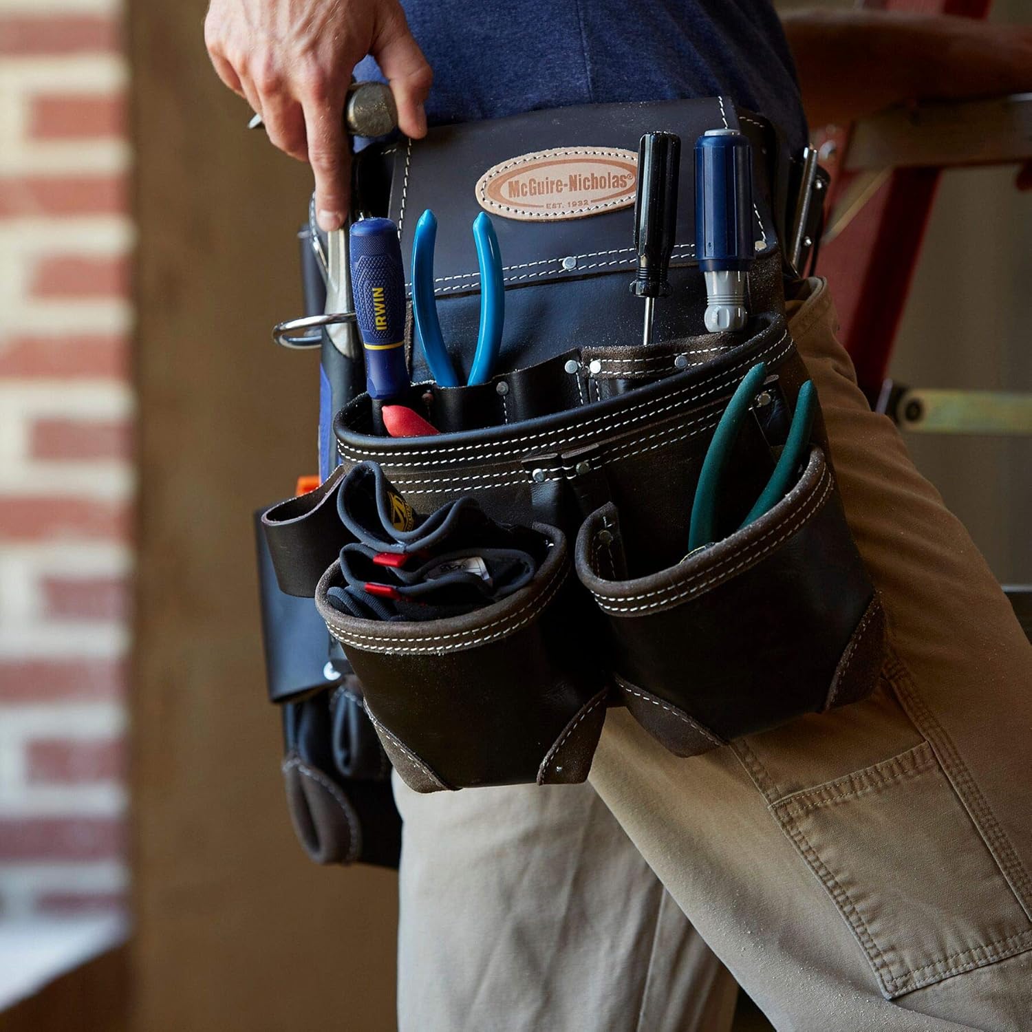 Buу 1 gеt 1 McGuire-Nicholas Tool & Fastener Rig | Durable Oil Tanned Leather Construction | Large Capacity for Hand Tools