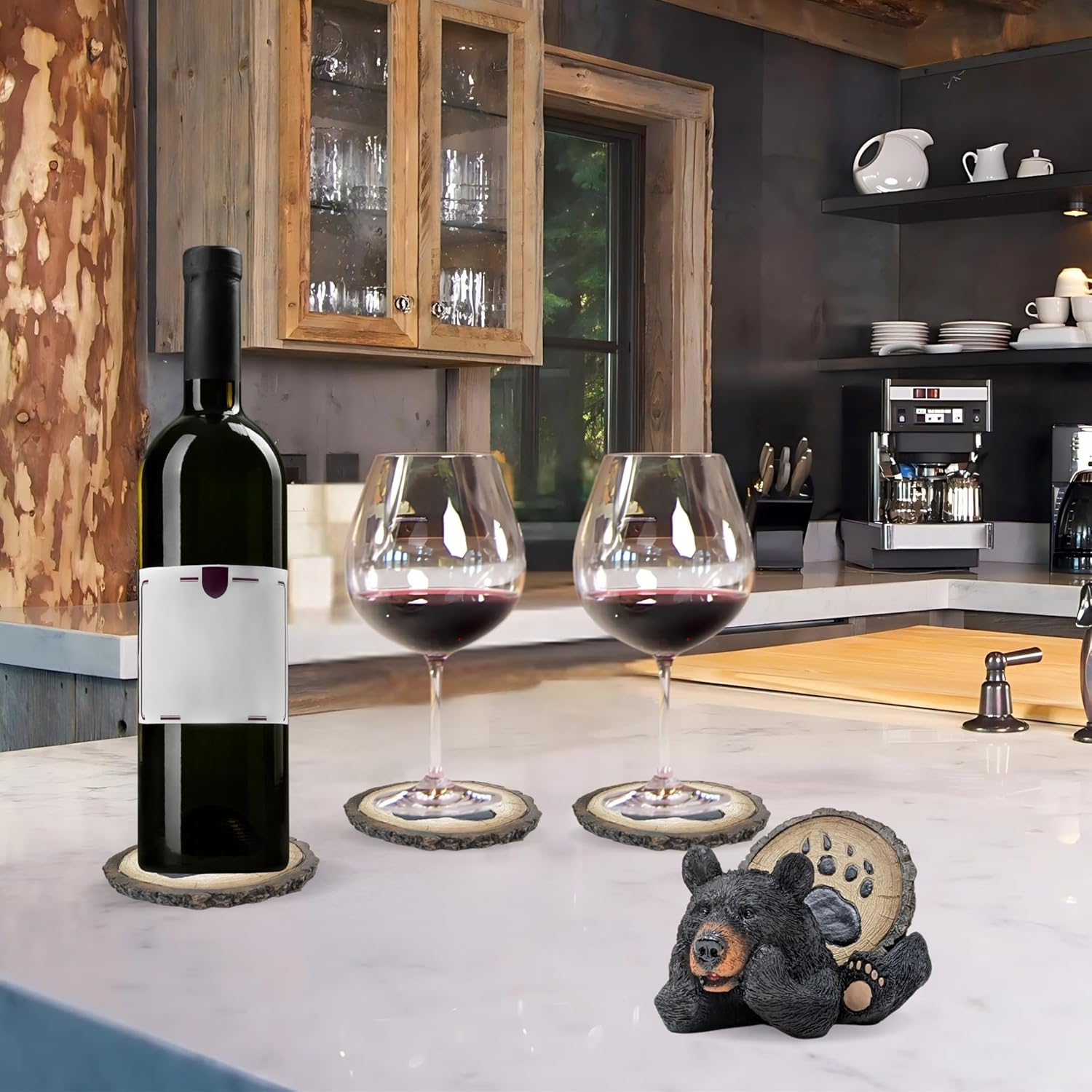 Resin Bear Coaster Set – Rustic Lodge Decor with 4 Bear Paw Print Coasters and Sturdy Holder – Cabin Style Drink Coasters for Coffee Table, Bar, Kitchen – Great Gift for Wildlife & Nature Lovers - Image 7