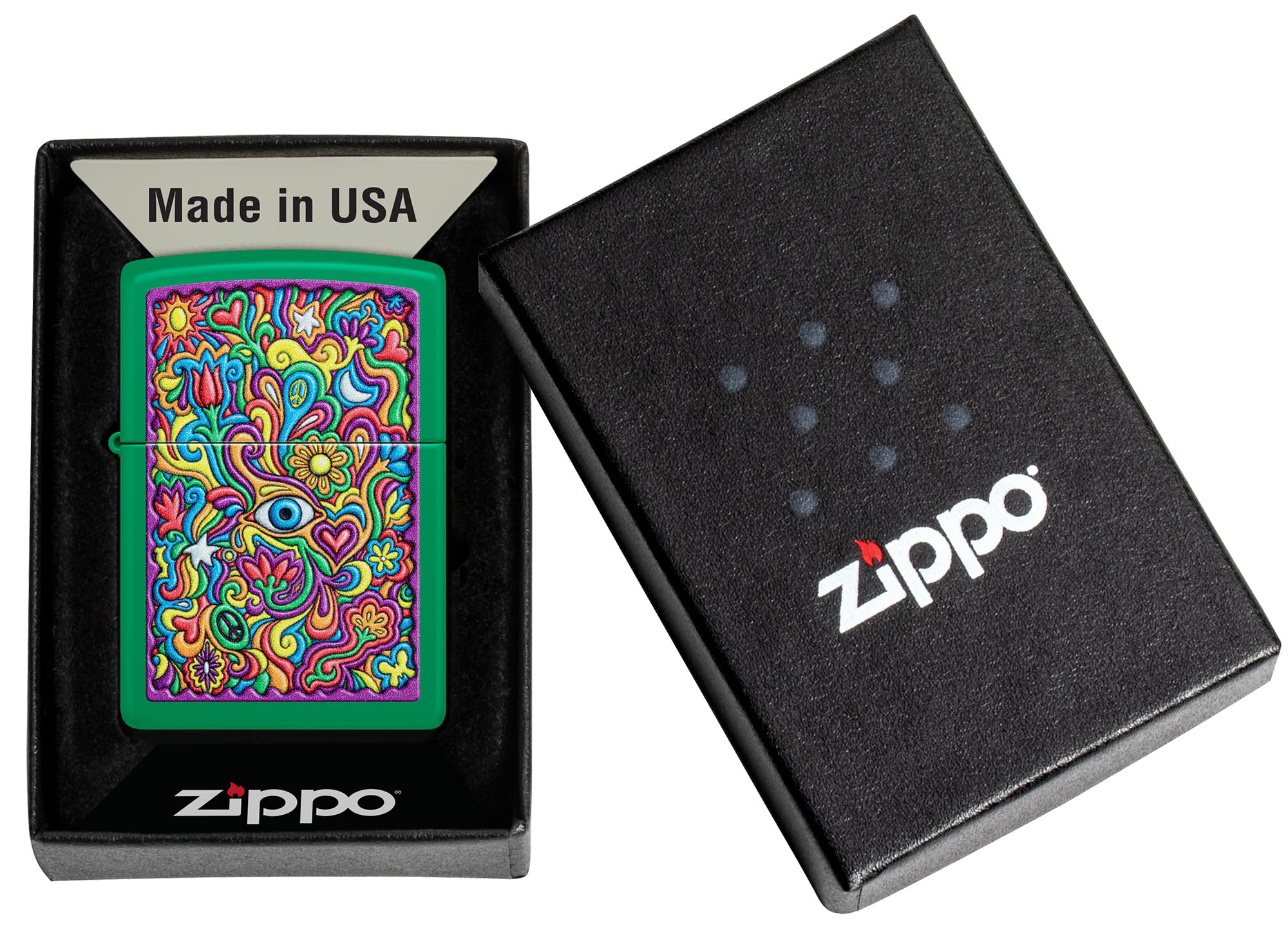 Zippo Accendino Antivento Trippy Design 48957 Finitura Matte Verde Prato