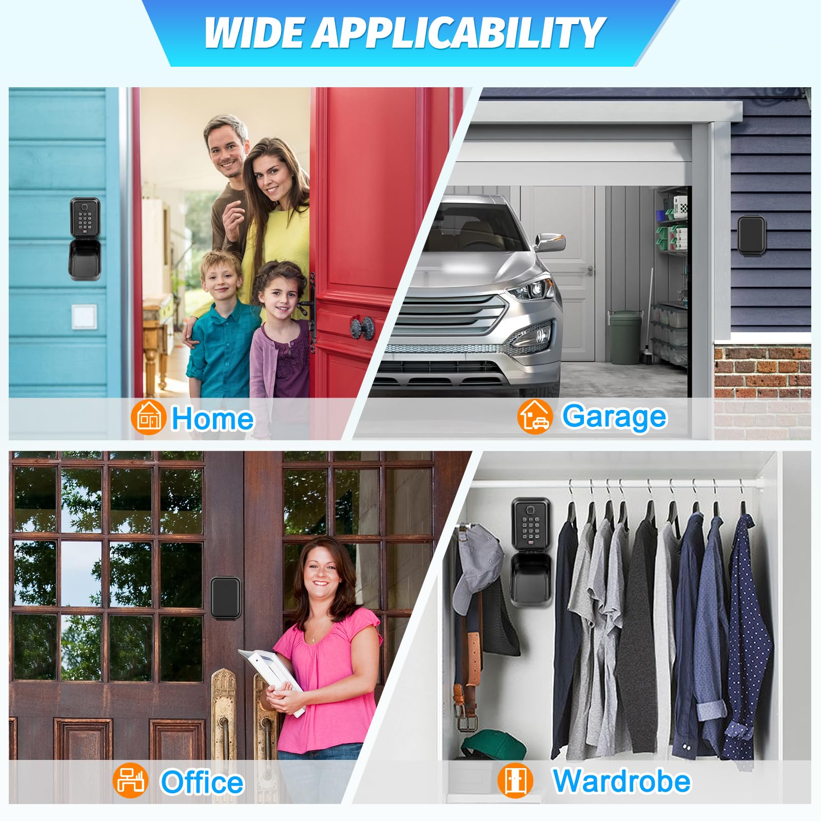 Cajetin Llaves con Codigo Exterior Grande Caja Seguridad para Llaves Pared Caja con Combinación 12 Dígitos Impermeable para Casa, Garaje, Escuela, Oficina