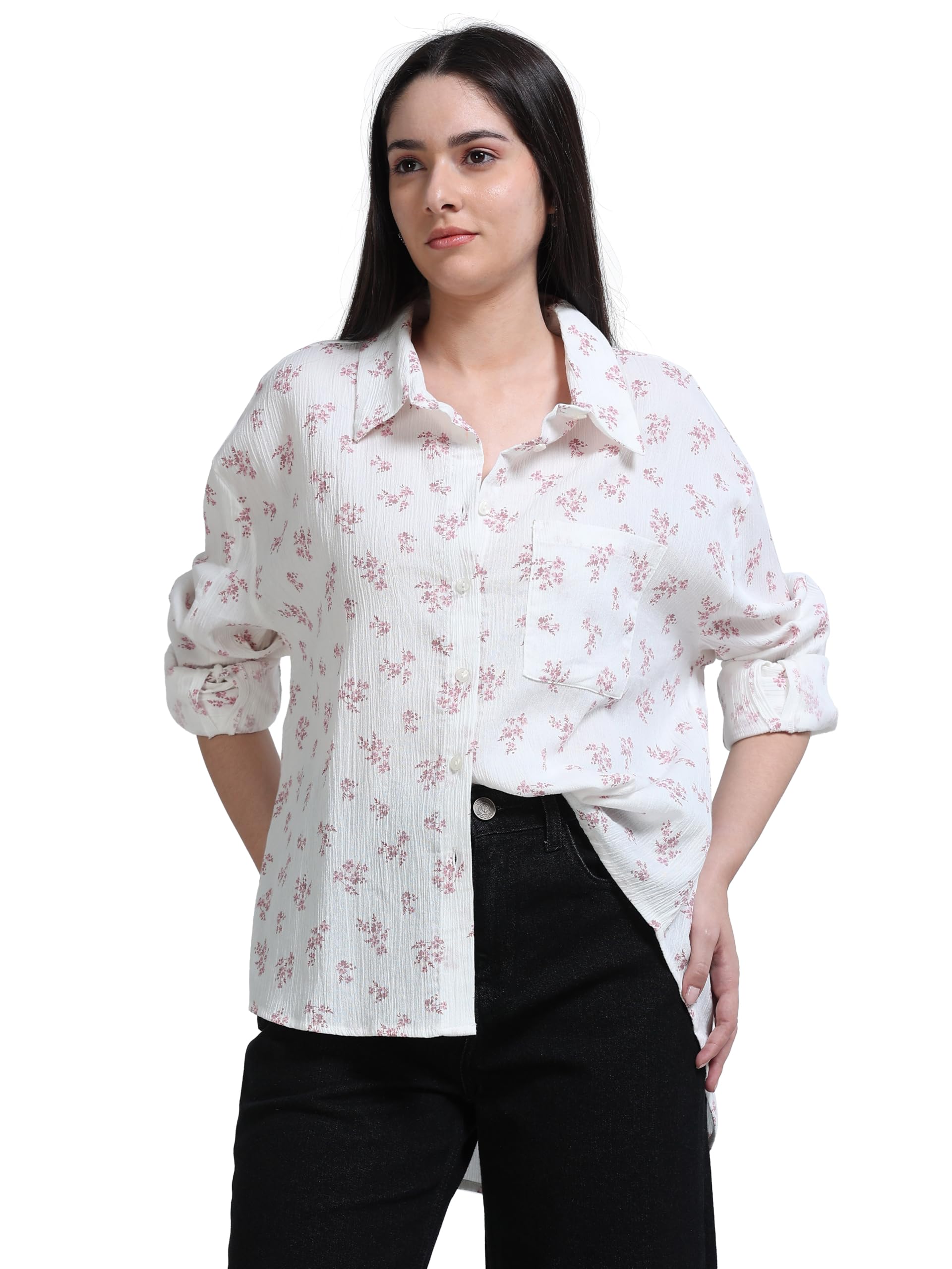 Women's Floral Printed Button Down Casual Shirt-S-2XL-picture-56