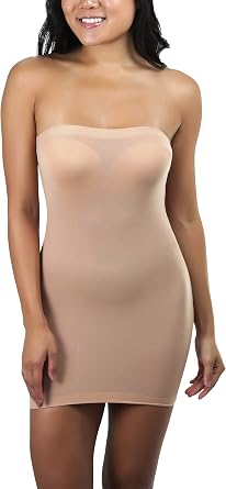 ToBeInStyle Womens Sexy Novelty Sheer Strapless Slip Dress