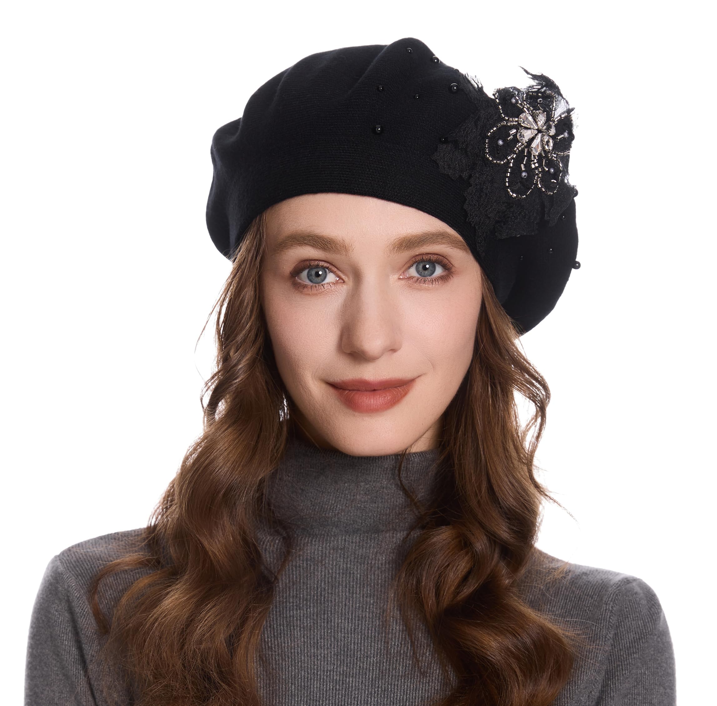 ZLYC Baskenmütze für Damen, französisch, wendbar, Kaschmir, Baskenmütze