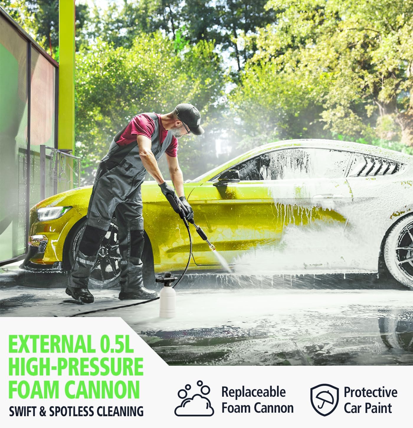 Electric Pressure Washer, 26 FT Hose Pressure Cleaner 2030 PSI with 4 Nozzles Tips,Surface Cleaning with Upgraded Swivel Joint for Car/Fences/Patios/Daily Needed Light Green