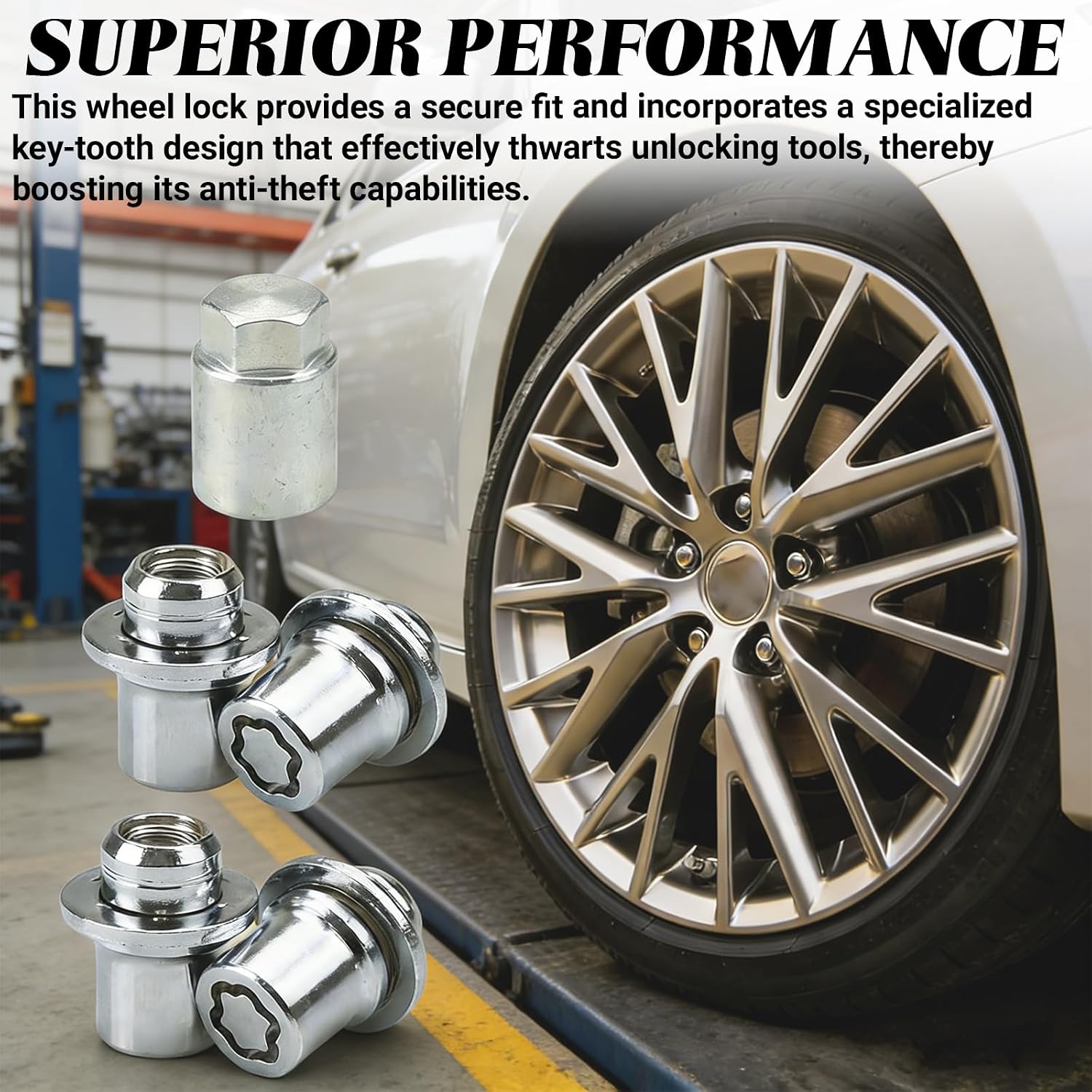 4PCS Wheel Lock Lug Nut Set, M12x1.5 Anti-Theft Locking Lugs with Wheels Lock Key, 00276-00900 Car Lug Nuts Chrome Wheel Lock, Car Lugs Nut Compatible with Toyota Camry Lexus