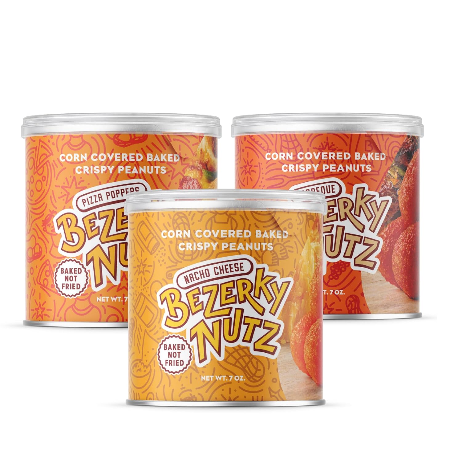 Bezerky Coated Peanuts | Varitey Pack | Corn Coated | Roasted Peanuts | Crunchy Corn Snack | Flavored Kri Kri Nuts | Crispy Snack with Tons of Crunch | Snack Pack | 7oz (Pack of 3)