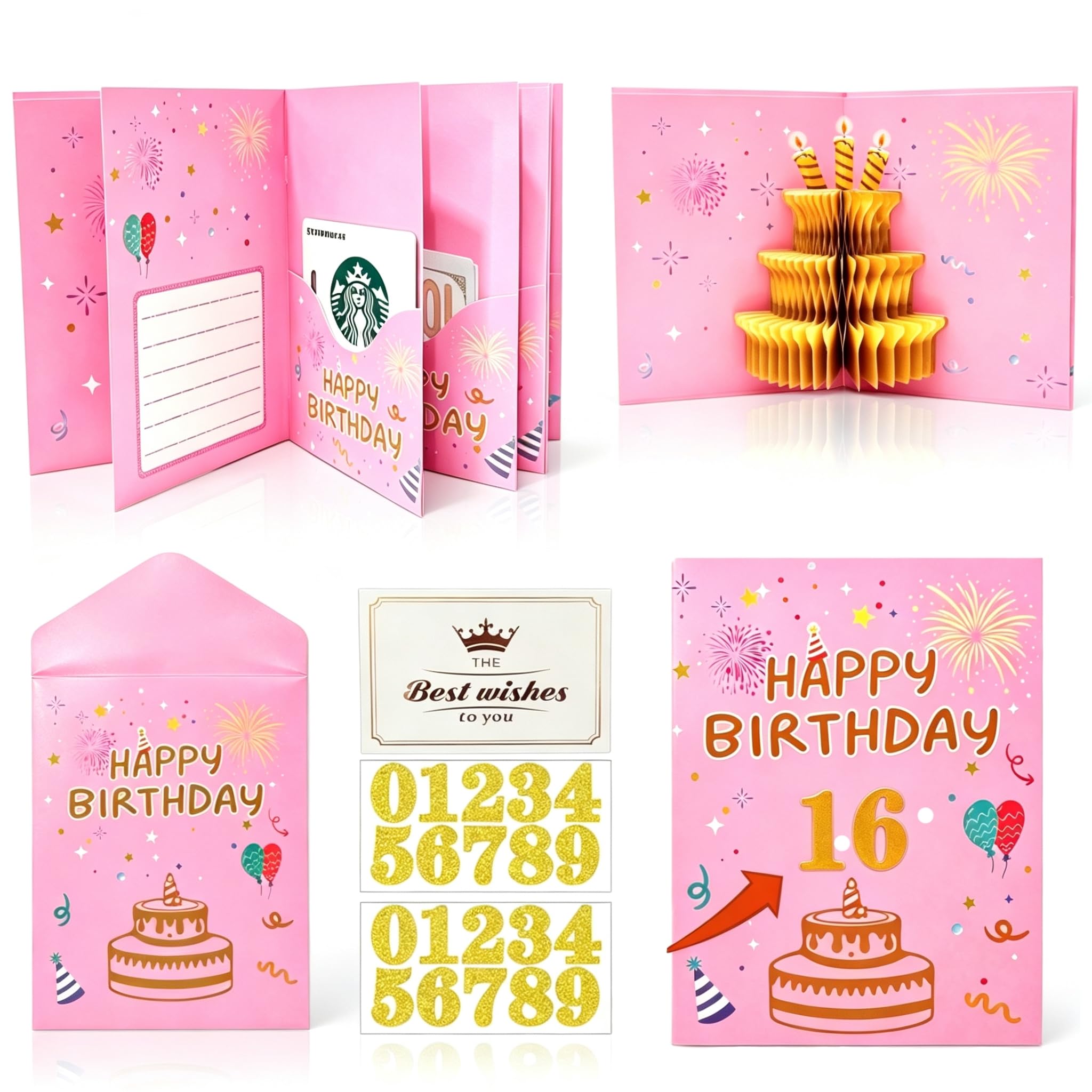 3D Birthday Gift Card Holder Unique Money Gift Card Book with Envelopes