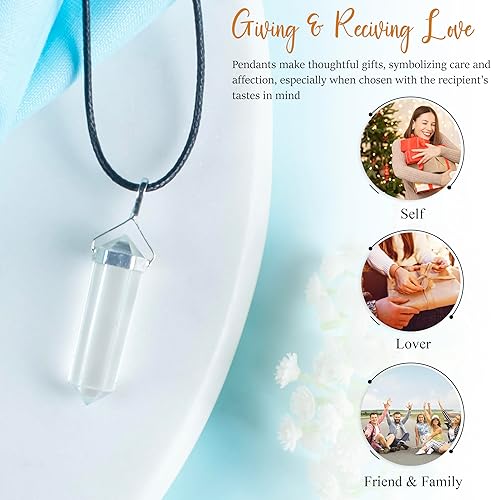Miniatura 3 de Crocon Gemstone Pencil Pendant Necklace Handmade Reiki Healing Crystal Amulet Natural Stone Jewelry for Unisex Thoughtful Gifts for Women