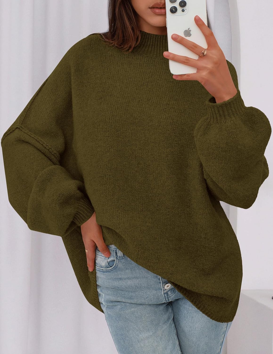 PRETTYGARDEN Women's 2026 Fall Oversized Sweaters Chunky Knit Mock Neck Long Sleeve Casual Trendy Pullover Winter Clothes - Image 5