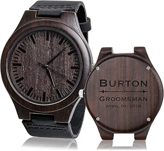 Groomsmen Watch Groomsmen Gift Set with Box, Best Man Watch, Wedding Proposal Gift, Custom Engraved Mens Watch Wooden Handmade Casual Watches with Cowhide Leather Strap Vintage Personalized Watch