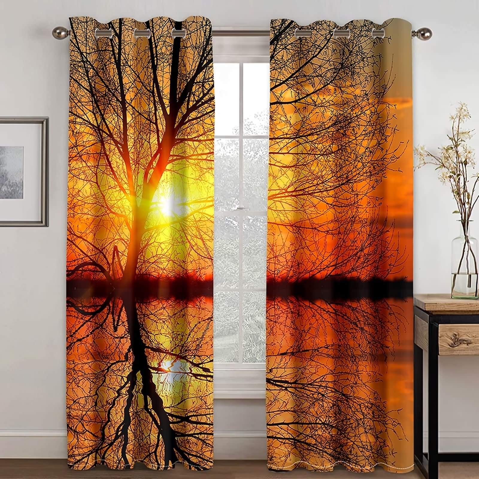 Rideau Occultant Thermique KnSam Coucher de Soleil Jaune L264xH214 cm