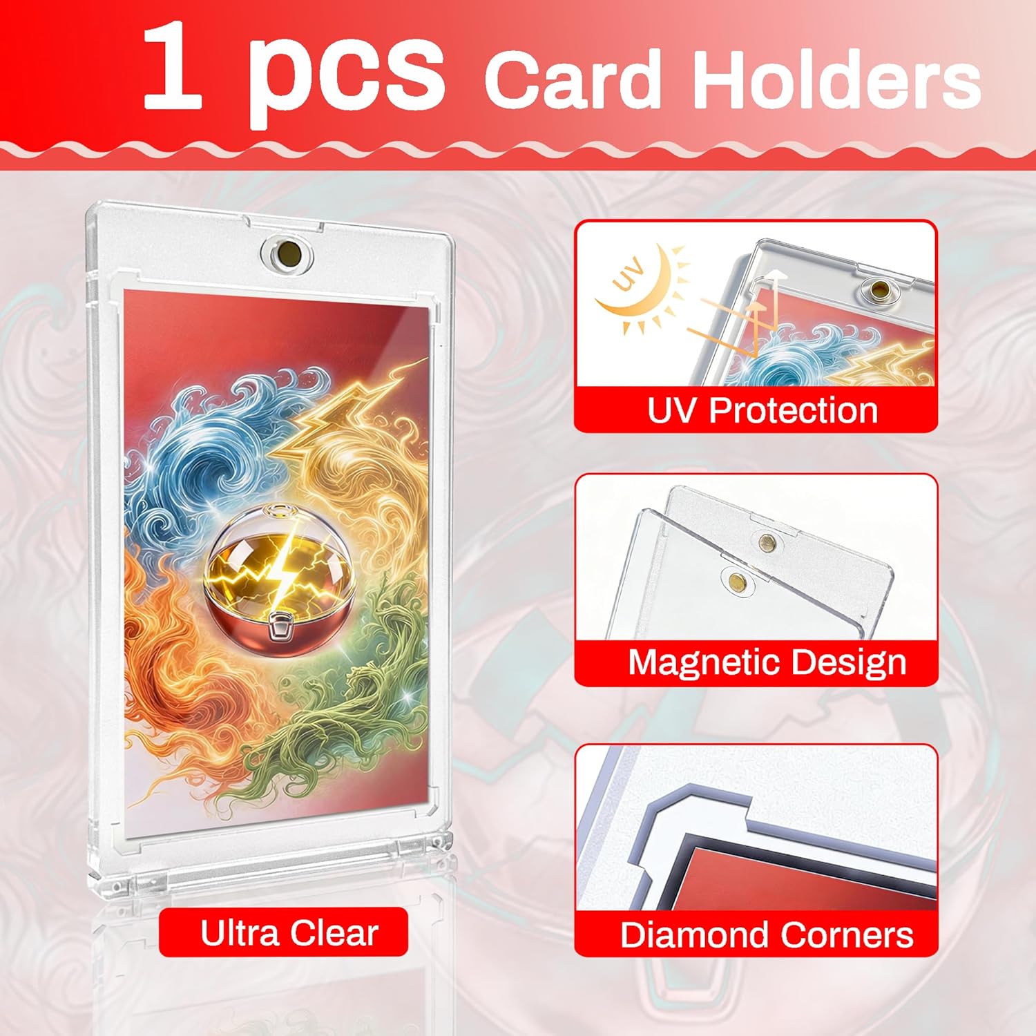 4 Pocket Trading Card Binder with 50 Removable Pages, Holds 400 Standard Cards, Secure Zipper Closure & PU Leather Cover for Collectible Games, Sports,TCG