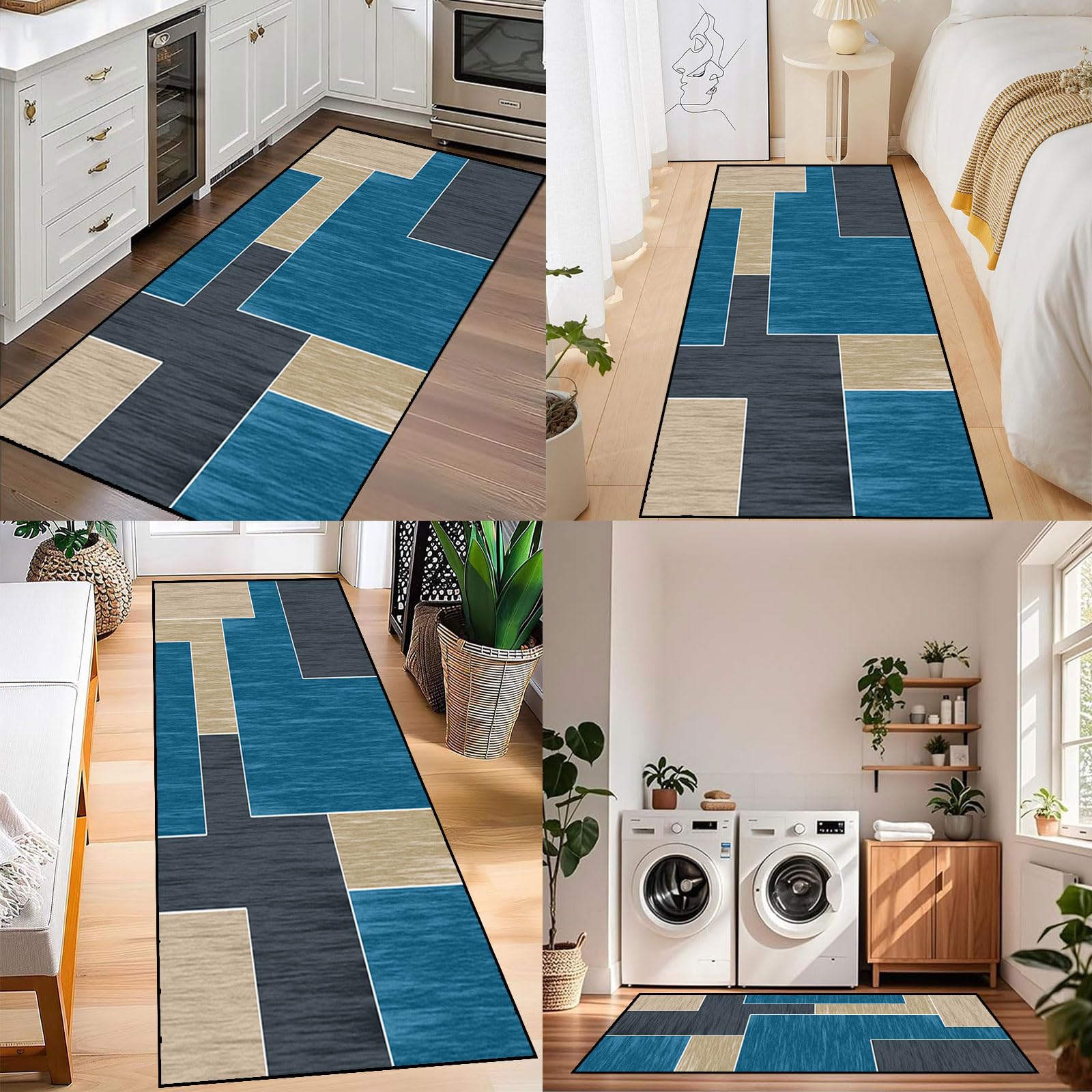 Tappeto Passatoia Cucina 90 x 150 cm Lavabile Antiscivolo Moderno Tappeto a Passatoia Resistente Facile da Pulire per Corridoio Soggiorno Lavanderia, C