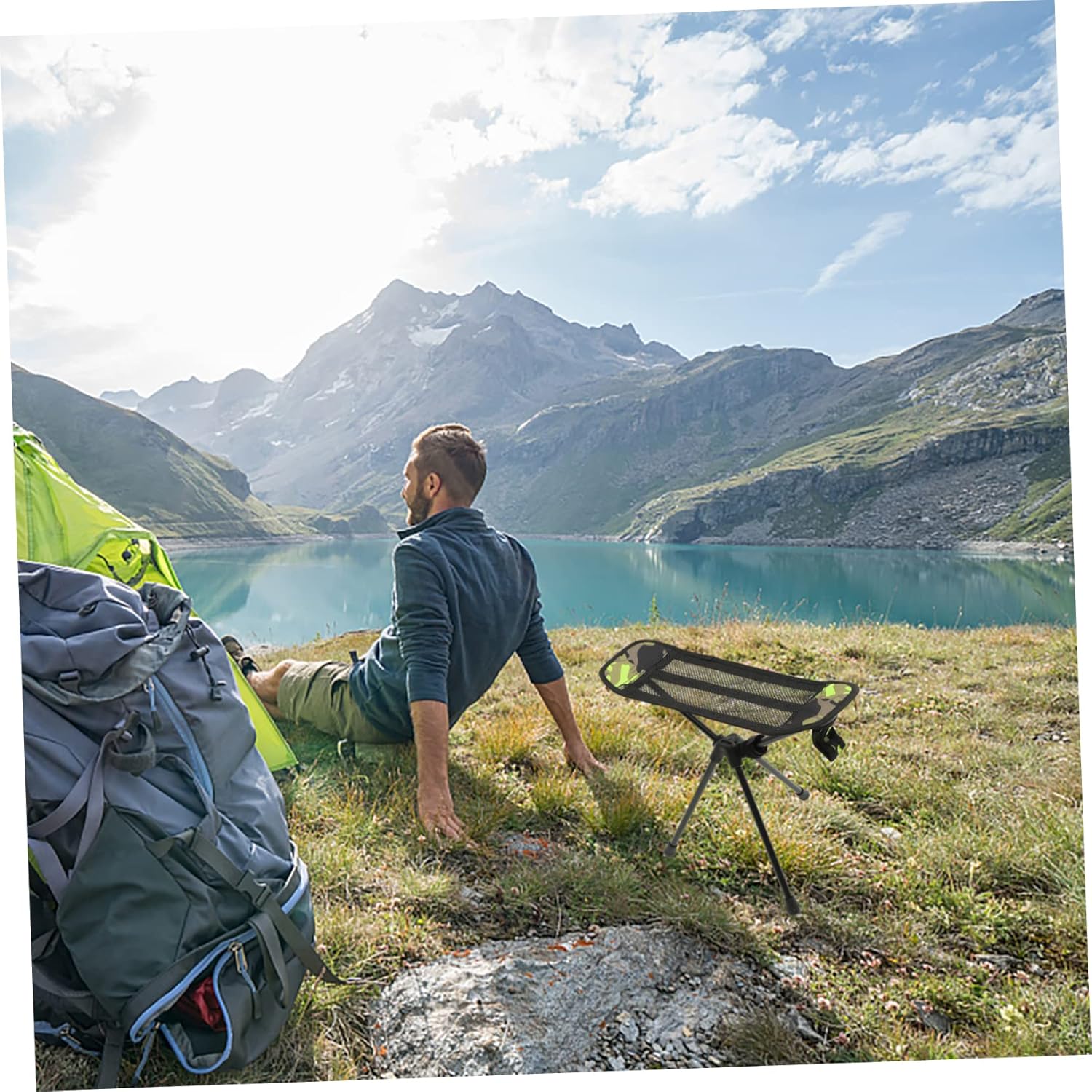 POPETPOP Portable Moon Chair Lightweight Folding Camp Chair Outdoor Stool Collapsible Fishing Stool