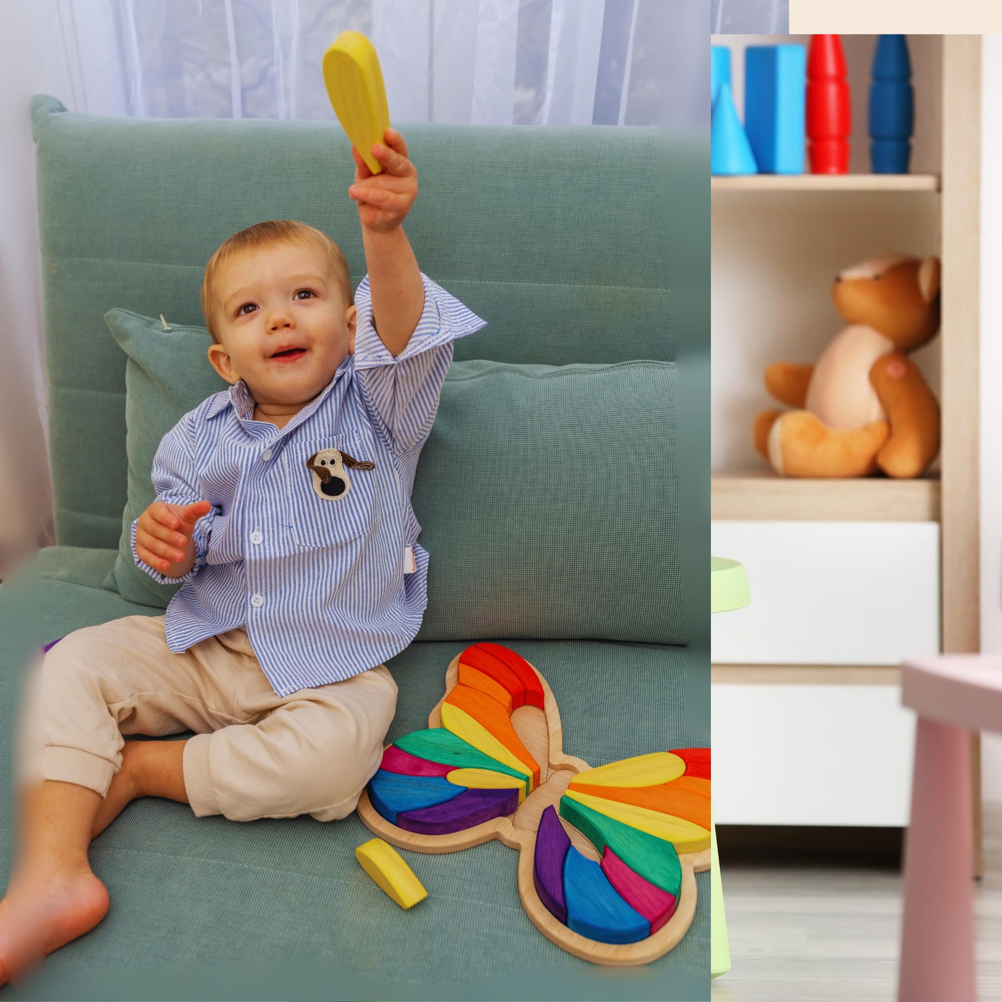 Holzpuzzle Schmetterling 3+ Jahre - pädagogisches Spielzeug für Kinder, Entwicklung der Feinmotorik