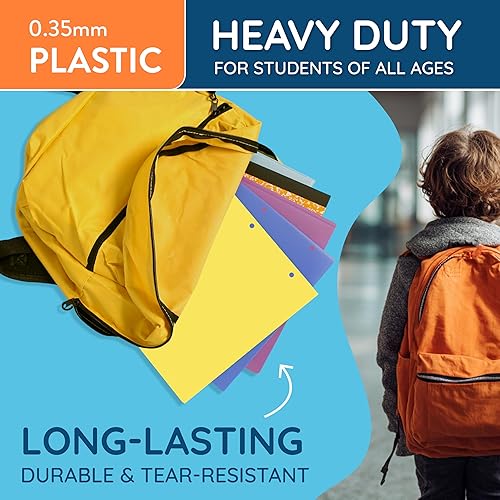 Vista 47 de Blue Summit Supplies 6 carpetas de polietileno con dos bolsillos, tonos de gemas surtidos, carpetas de plástico duradero con 2 bolsillos