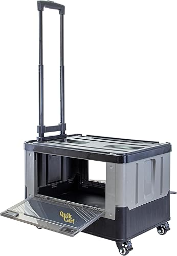 dbest Products Quik Cart - Cajón rodante extendido de cuatro ruedas para profesores, con asiento con puertas dobles accesibles, cesta plegable