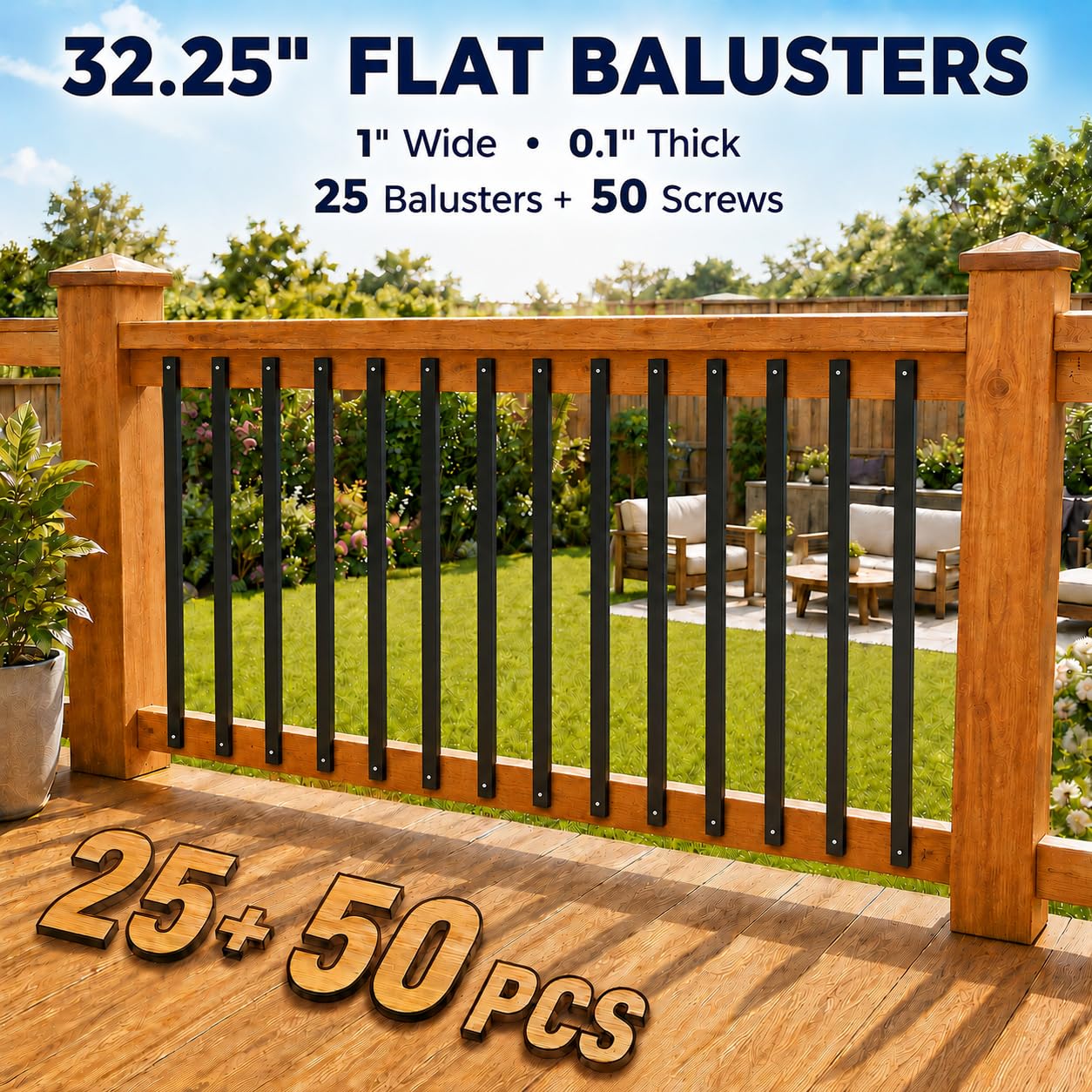 25 Pack 32.25" Black Aluminum Deck Balusters with Screws image 2
