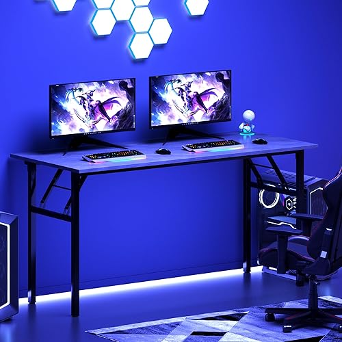 Miniatura 69 de DlandHome Escritorio plegable pequeño de 31.5 pulgadas, escritorio de computadora para oficina en casa, mesa plegable para espacios pequeños, no