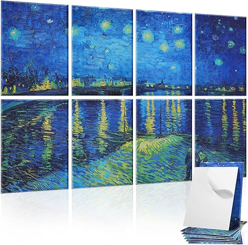 Paquete de 8 paneles acústicos artísticos, autoadhesivos insonorizados de 48 x 32 pulgadas, paneles decorativos absorbentes de sonido, tratamiento