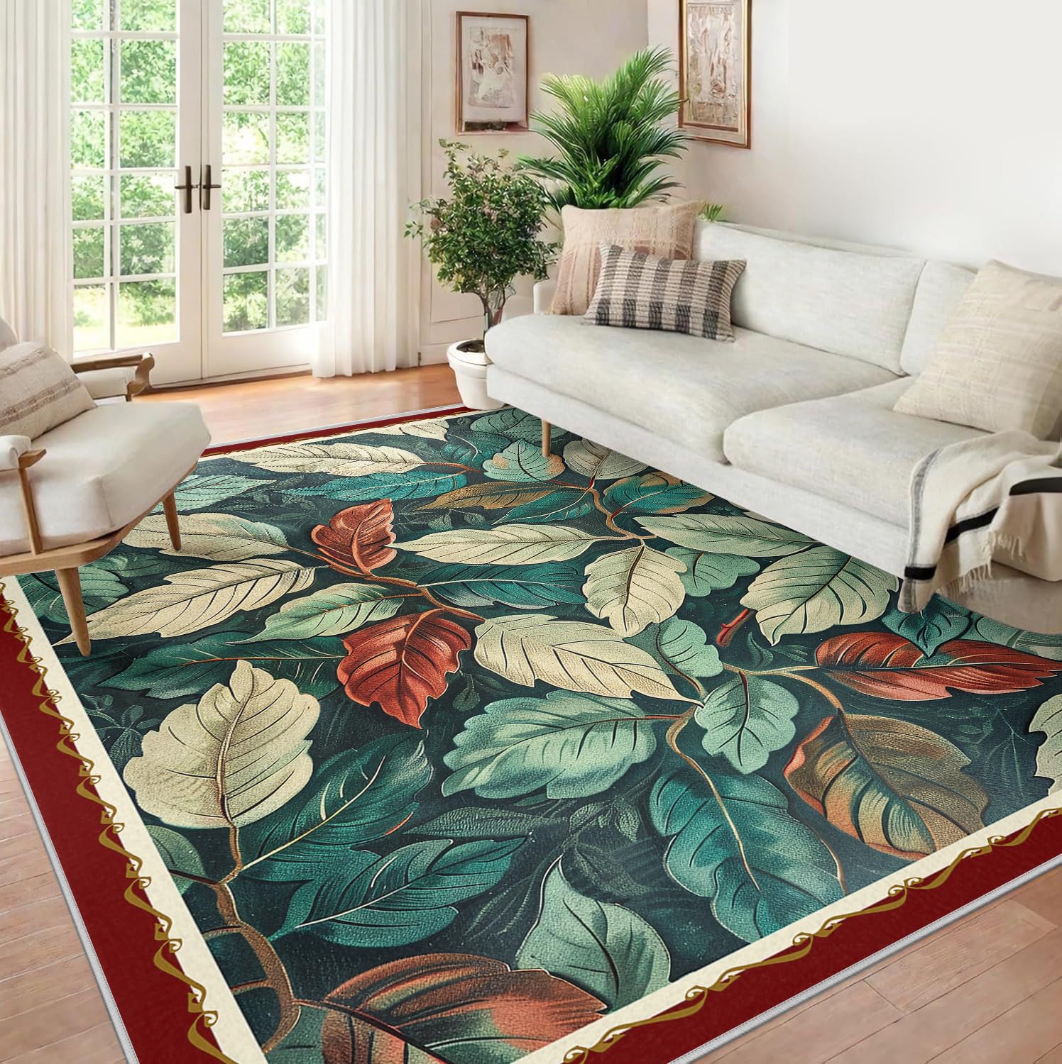 Tapis de cuisine lavable bleu 120x180cm à poils ras anti-taches