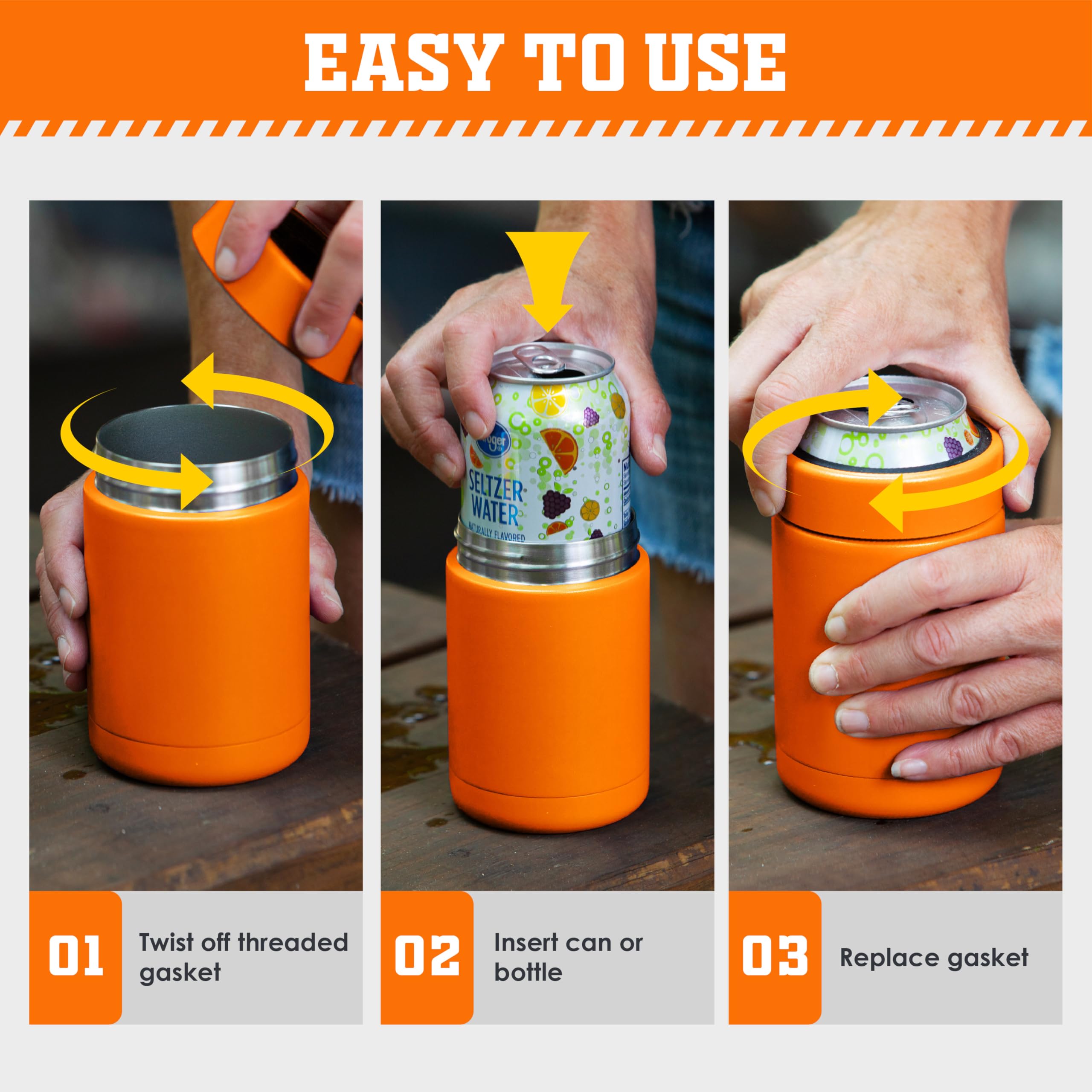 Thermos Stainless Steel Beverage Can Insulator For 12 Ounce Can