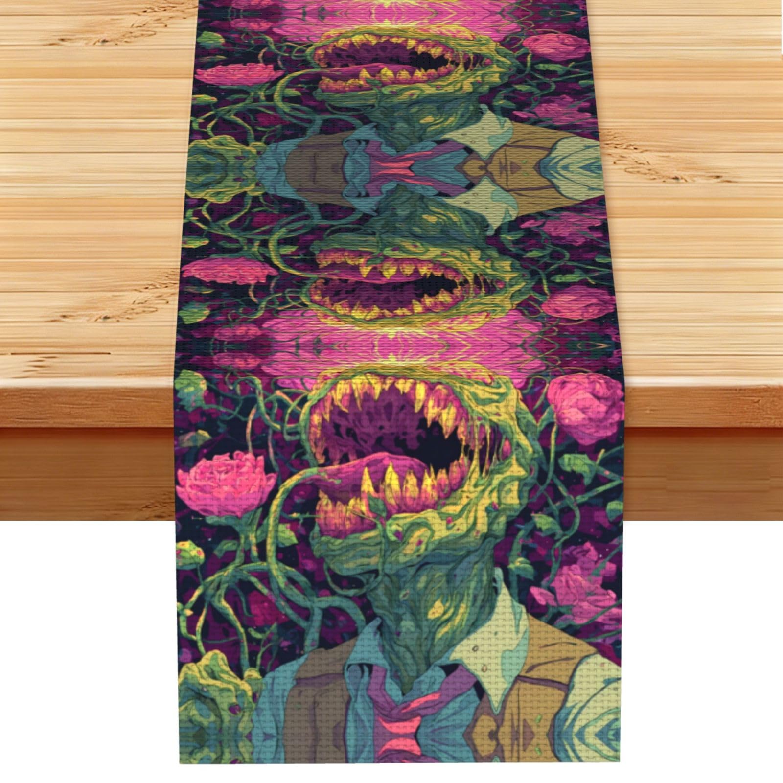 Piranha Plant Linen Feel Table Runner Wedding Party Home Decoration