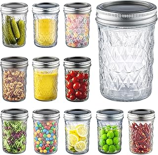 16 oz Wide Mouth Mason Jars, 12 Pack Canning Jars with Airtight Lids, Large Glass Jars for Overnight Oats, Fermenting, Pickling, Jam, Homemade Candles & Home Decor Storage
