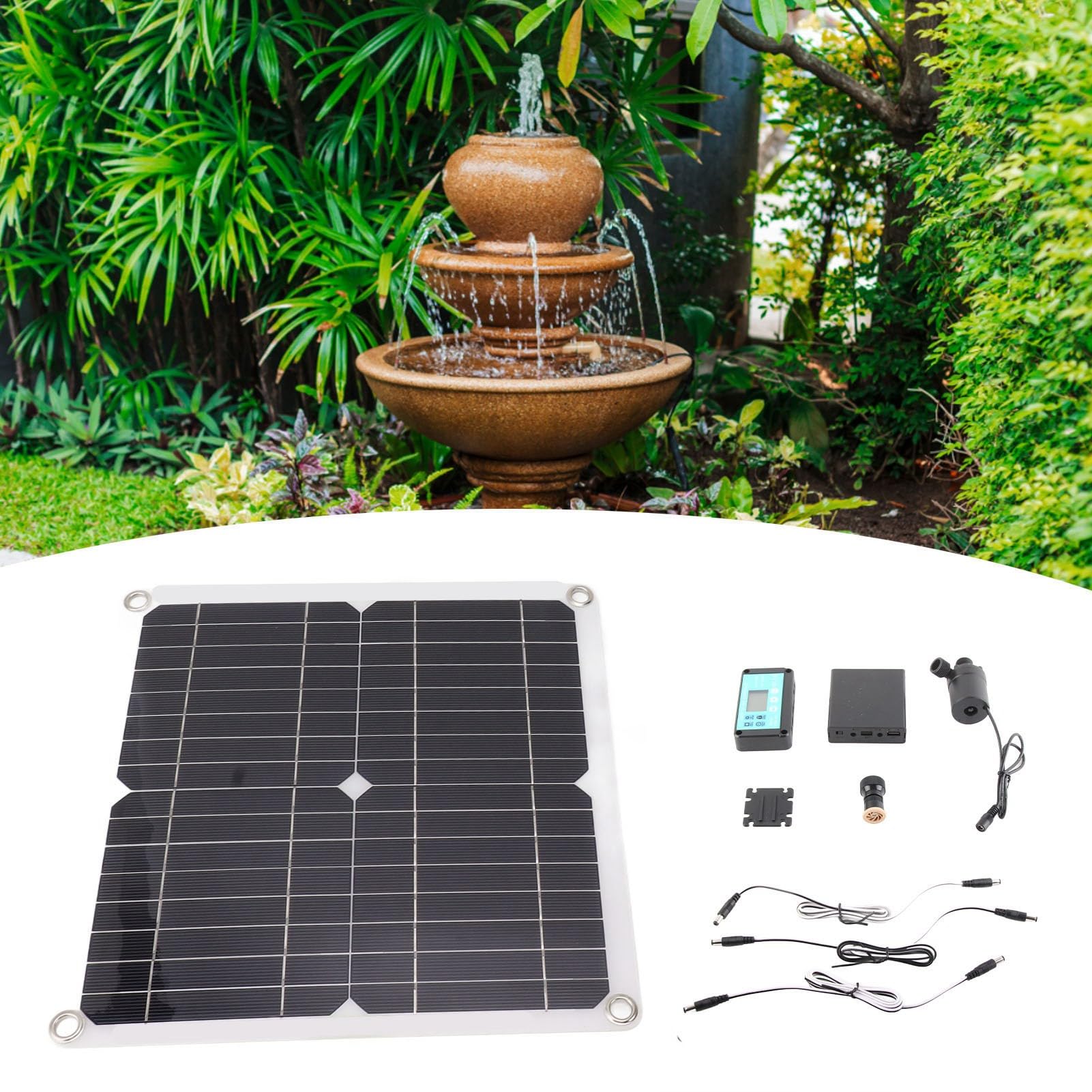Tyenaza Kit Pompa Acqua Solare, 50 W Pannello Solare 22 W Pompa Acqua 800L/h 12 V DC a Basso Rumore Pompa Solare per Stagno per Bagni di Uccelli, Giardino, Acquario