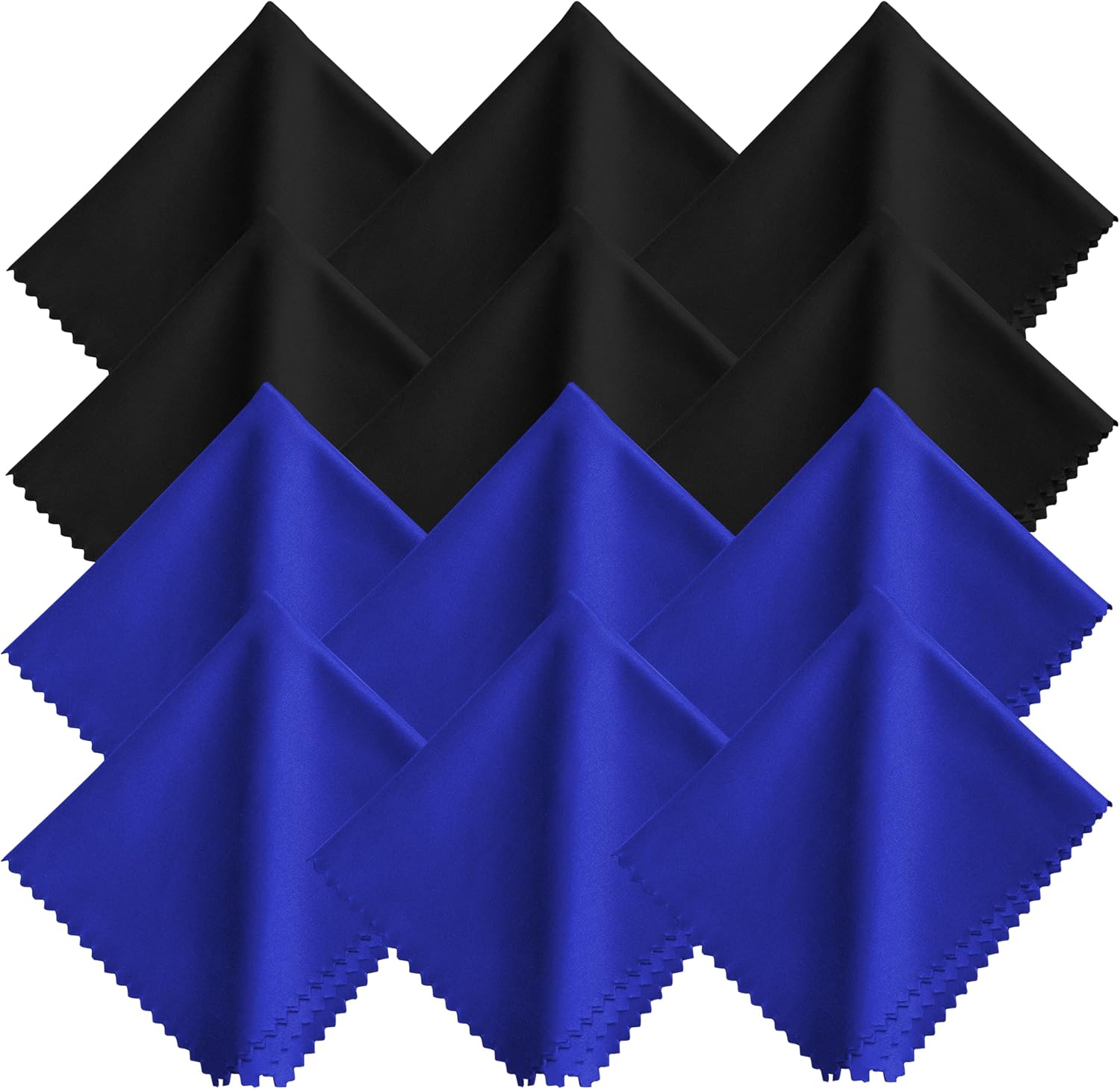 Xthel Microfiber Glasses Cleaning Cloth - 12 Pack (6 Black + 6 Blue), 7x6 Inches, Individually Wrapped, Reusable, Lint-Free Bulk Wipes Cloths for Eyeglass, Phone Screen, Cameras Lens & Electronics