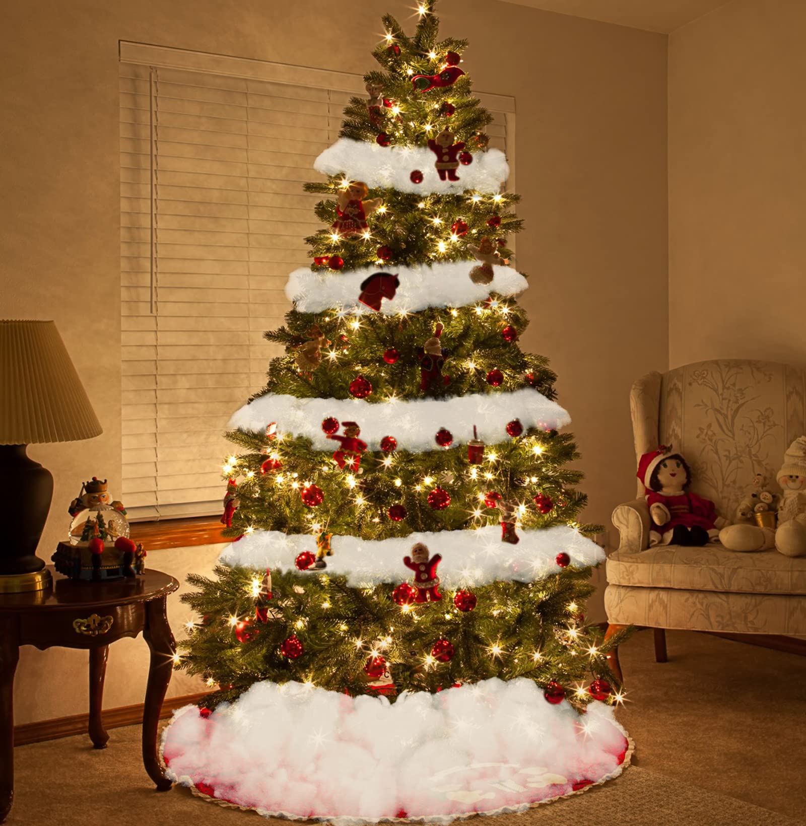 Jerify 8 Beutel Weihnachten Künstliche Schnee Dekoration Weihnachten Künstlich Wie Flauschiger Kunstschnee Indoor Weiß Baumwolle Schneedecke Szene Dekor für Weihnachtsbaum Zuhause Winter Party