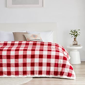 Amazon.com: Touchat Sherpa Red and White Buffalo Plaid Christmas