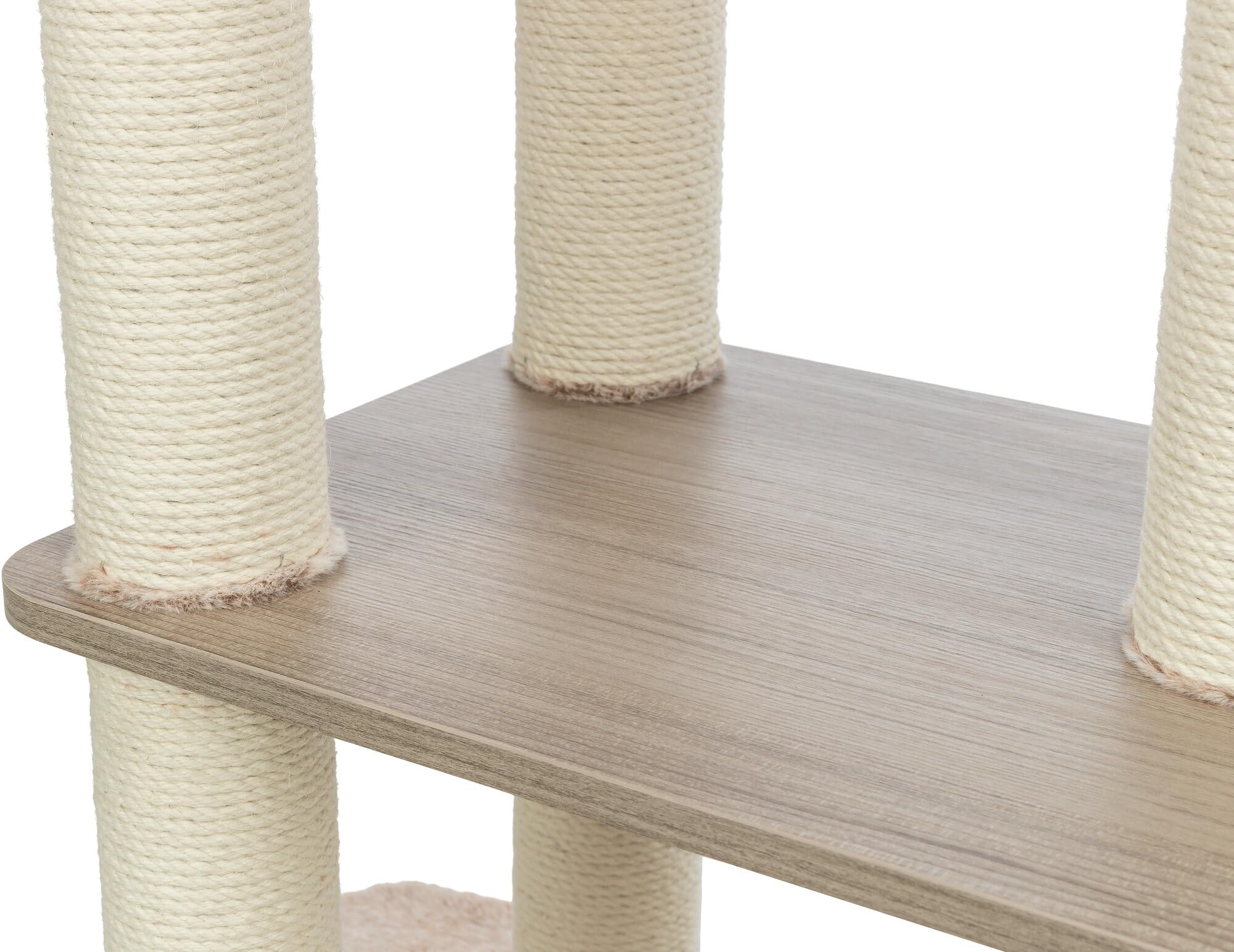 TRIXIE Tiragraffi Sienna - Torre per gatti a più livelli con piattaforme imbottite e tiragraffi completamente rivestiti, 105 cm, grigio talpa, comodo e stabile, 48154
