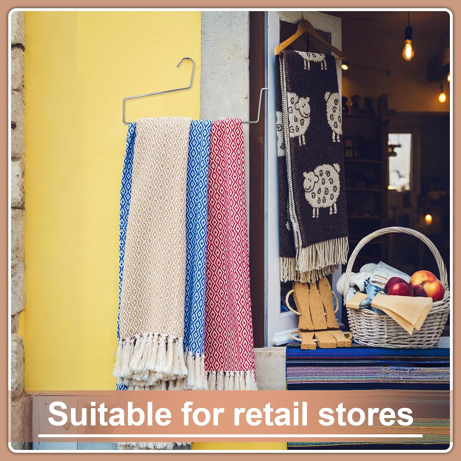 10 Pcs Blanket Hangers 21 Inch Heavy Duty Quilt Hanger Chrome Plated Steel Closet Storage Suit Quilts Table Cloths Rugs Comforters and Bedding