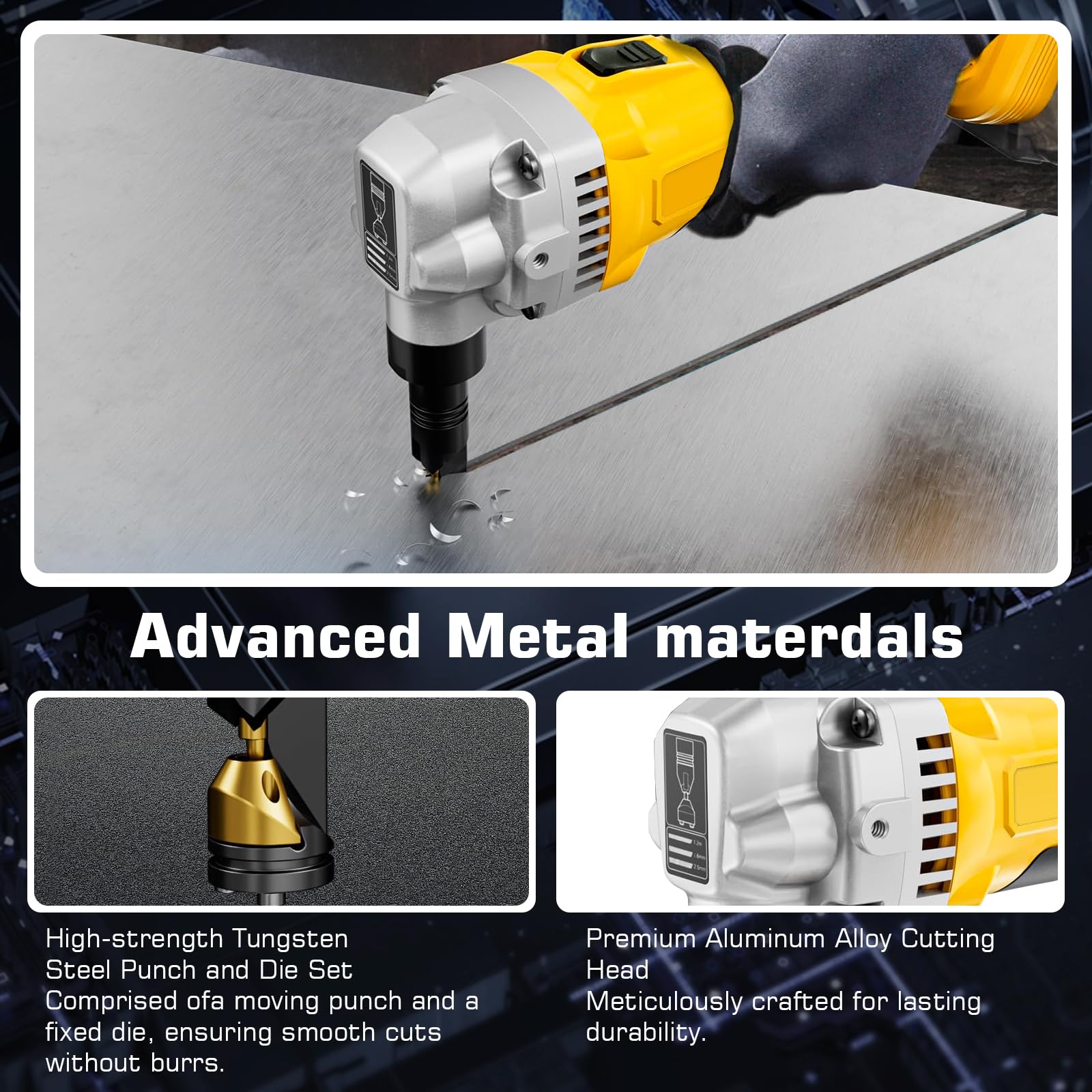 Blechknabber, Akkubetriebener Metallknabber Kompatibel mit Dewalt 18V Akku, Akku Knabber, Blechnibbler Aufsatz, 1900SPM, 3.5m/min, 950W, 3 Stufige Bürstenlose Elektro-Metallschere Blechknabber