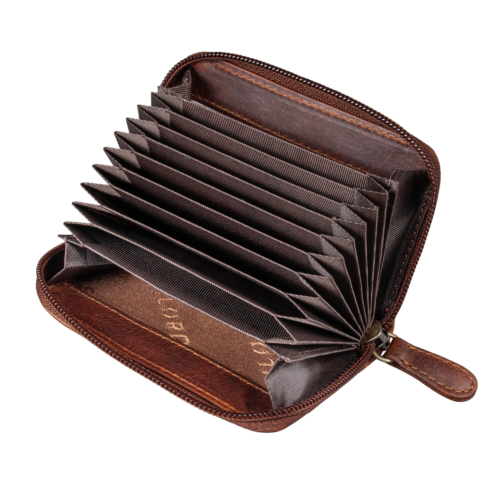 STILORD 'Luxor' Premium Cartera de Cuero para Hombre y Mujer Pequeño - Cartera de Cuero para Hombres y Mujeres con Protección RFID - Billetero con Monedero, Color:Kara - Cognac
