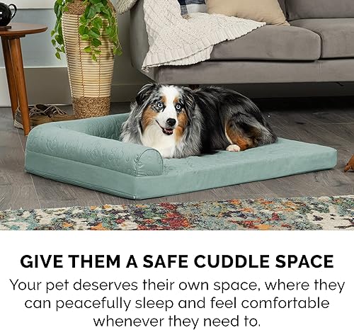 Miniatura 10 de Furhaven - Cama Pinsonic ortopédica acolchada para perros, con estampado de patas, estilo caja de huevos, en forma de L, estilo diván, de felpa y