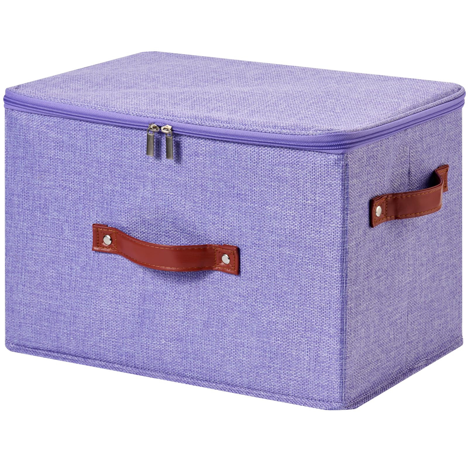 Storage Bin Box with Zippered Lid Decorative Collapsible Basket