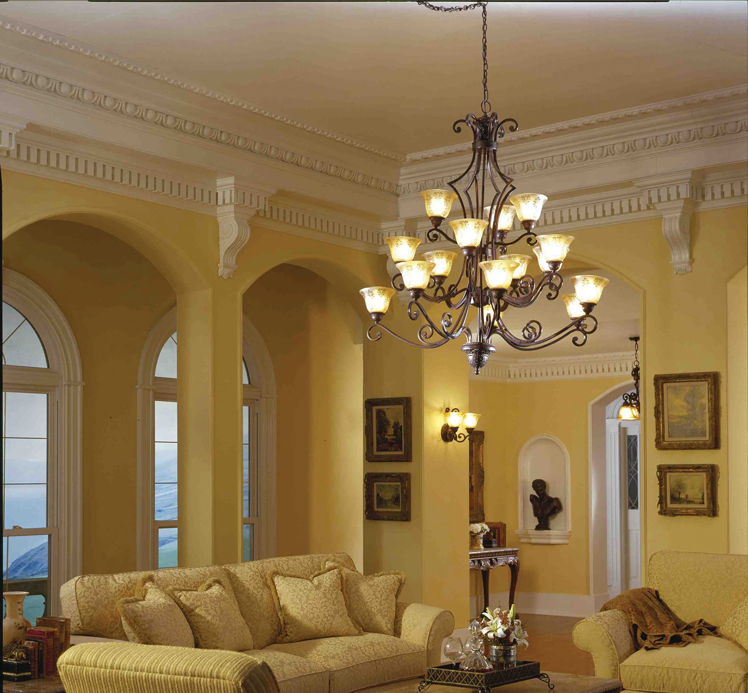 Maxim 11239SAOI Symphony Screen Amber Glass Large Chandelier, 15