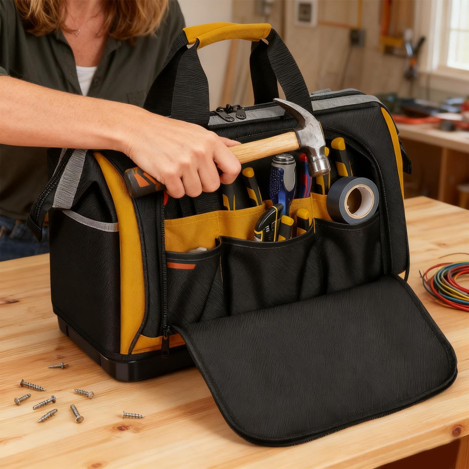 Bolsa Organizador De Herramientas | Organizador Para Herramientas Electricista Tela Oxford - Transporte De Herramientas | Adecuado Para Instrumentos de Medición, Llaves, Destornilladores Y Alicates